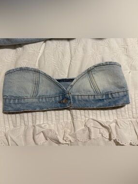 REVICE Light Blue Strapless Denim Bandeau & jeans